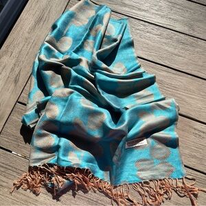 Pashmina Teal & Golden Tan Floral Scarf Wrap
NWOT